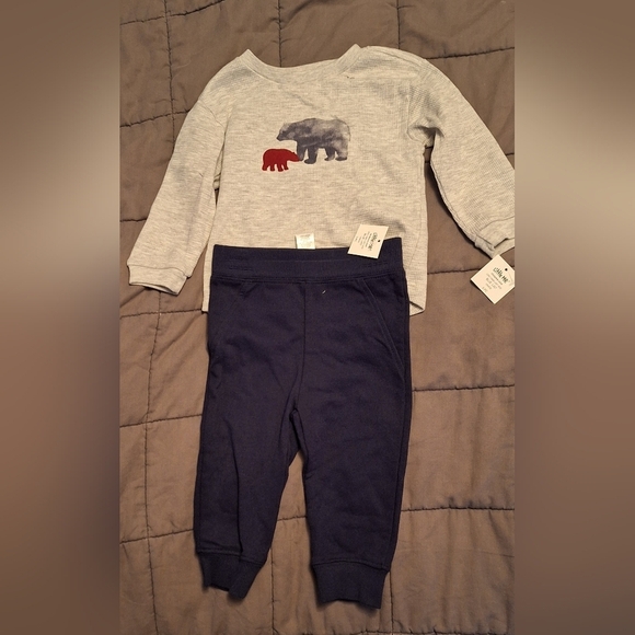 12 mos 3-piece Baby boy Infant Winter Outfit NWT Bear print by Little Me - Picture 6 of 7